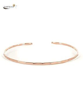 Thin Hammered Cuff 14K Rose Gold Fill Handmade Stacking Bracelet